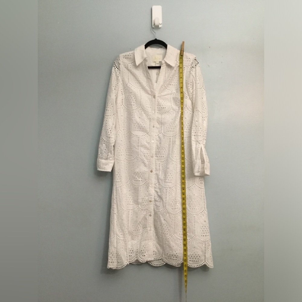 Lilly Pulitzer White Eyelet Button-Front Long Sleeve Dress - Picture 2 of 16